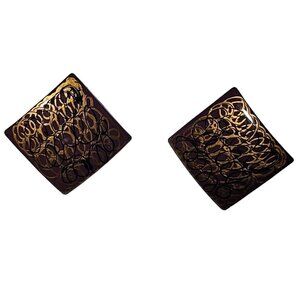 Vintage Retro Square Purple Gold Earrings Abstract Design Fashion Jewelry Women